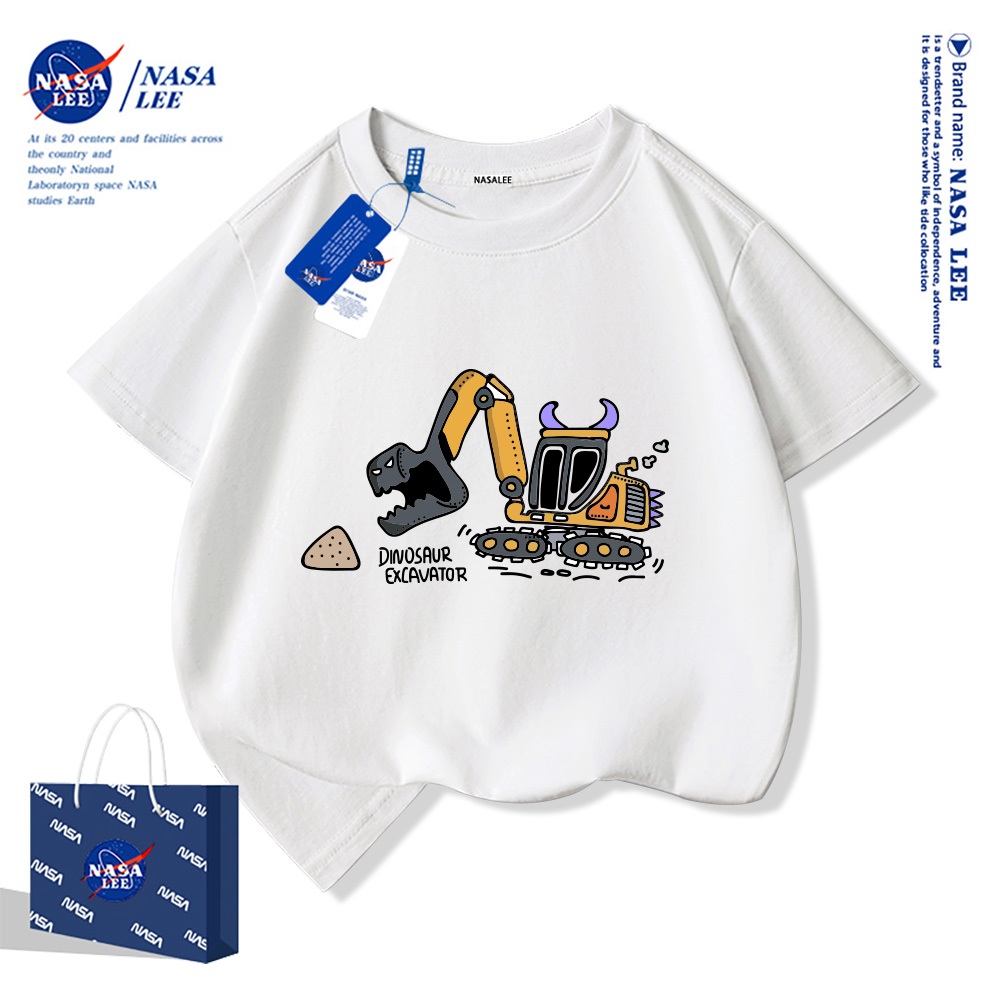 NASAเสื้อยืดแขนสั้นเด็กลายการ์ตูนน่ารัก เสื้อยืดคอกลม ผ้าคอตตอน เสื้อยืดเด็กไสตล์เกาหลี