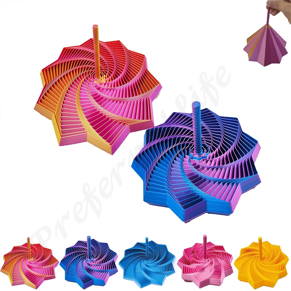 3D พิมพ์ขยาย Sensory Fidget Star, 3 ขนาดหลายสี Spinny Silent Fractal Fidgets ของเล่นหกเหลี่ยมพร้อมที่จับสําหรับโต๊ะทํางานผู้ใหญ่ความเครียดบรรเทา (สีสุ่ม)
