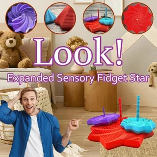 3D พิมพ์ขยาย Sensory Fidget Star, 3 ขนาดหลายสี Spinny Silent Fractal Fidgets ของเล่นหกเหลี่ยมพร้อมที่จับสําหรับโต๊ะทํางานผู้ใหญ่ความเครียดบรรเทา (สีสุ่ม)