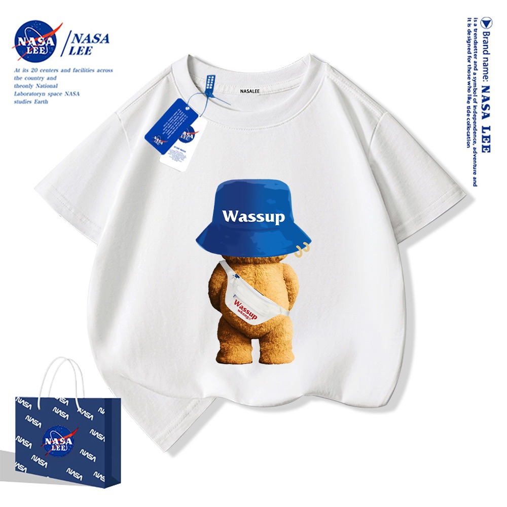 NASAเสื้อยืดแขนสั้นเด็กลายการ์ตูนน่ารัก เสื้อยืดคอกลม ผ้าคอตตอน สไตล์เกาหลี