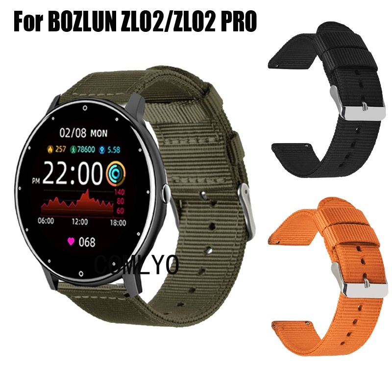 For BOZLUN ZL02 / ZL02 PRO มือโปร สมาร์ทนาฬิกาสายไนลอนผ้าใบผู้หญิงผู้ชายกลางแจ้งนุ่มกีฬาวงสายรัดข้อม