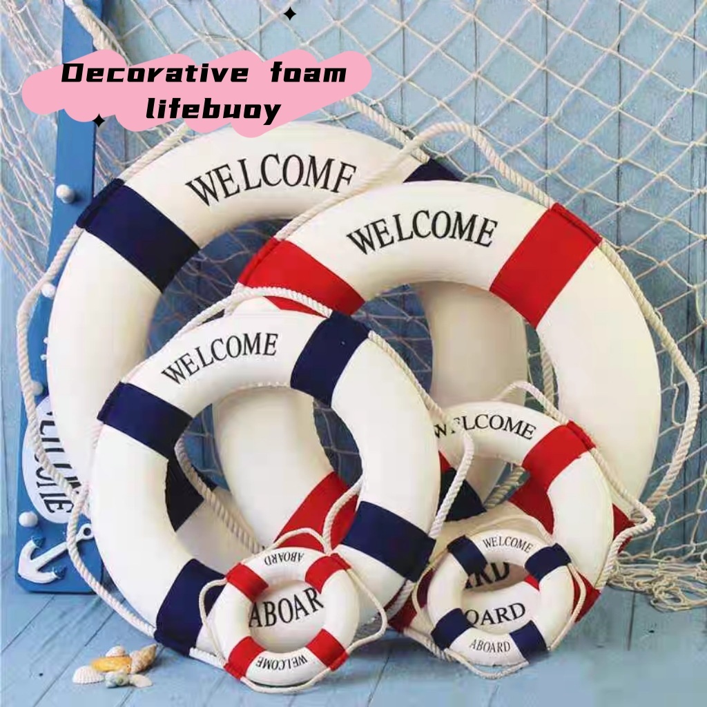 [fashionapple] ยินดีต้อนรับ Aboard Nautical Life Life Lifebuoy Ring Boat Wall ตกแต่งบ้าน LH
