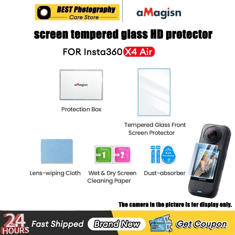 【🇹🇭 กรุงเทพฯ】AMagisn สําหรับ Insta360 X4 Air Screen Protector Scratch-Resistant ฟิล์มป้องกัน HD Full-Coverage ฟิล์มป้องกันอุปกรณ์เสริมกล้อง