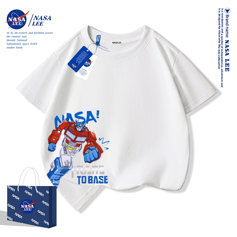 NASAเสื้อยืดแขนสั้นเด็กลายการ์ตูนน่ารัก เสื้อยืดคอกลม ผ้าคอตตอน เสื้อยืดเด็กไสตล์เกาหลี