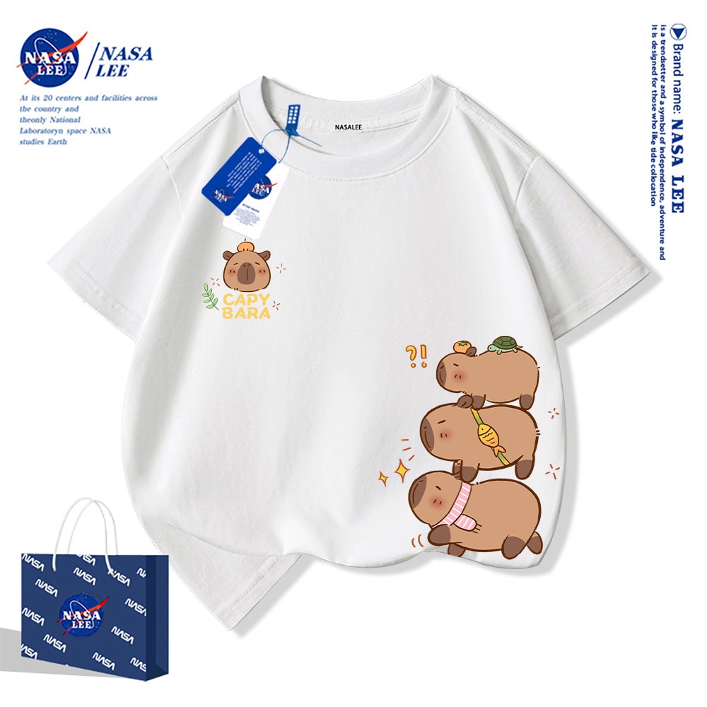 2025สินค้าใหม่! เสื้อยืดแขนสั้นสำหรับเด็ก NASA สบายและนุ่ม ผ้าฝ้ายแท้ 100% เสื้อเด็ก เด็กชาย