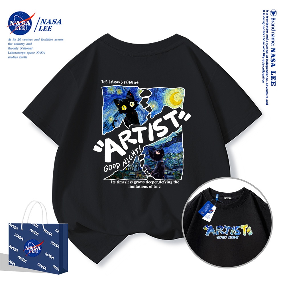 2025สินค้าใหม่! เสื้อยืดแขนสั้นสำหรับเด็ก NASA สบายและนุ่ม ผ้าฝ้ายแท้ 100% เสื้อเด็ก เด็กชาย
