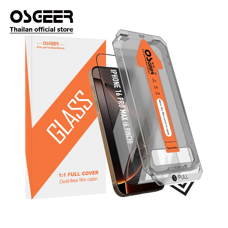 OSGEER Edge ฟิล์มกระจกนิรภัยสําหรับ iPhone 17 17e air 11 12 13 14 15 16 16e Pro Max ปกป้องหน้าจอพร้อมเครื่องมือติดตั้งปราศจากฝุ่น, ฝาครอบเต็มเกรดทหารป้องกัน
