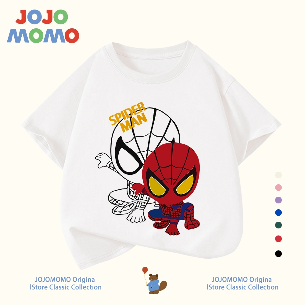【พร้อมส่งใน 24 ชม】เสื้อยืดเด็กผู้ชาย แขนสั้น ลายการ์ตูน spider man ผ้าฝ้ายแท้100% นุ่มสบาย ฮิตมาก