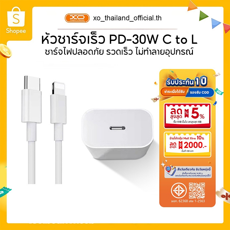 【การรับประกัน 1 ปี】 สายชาร์จ ชาร์จไว PD 30W PD 20W PD 45W สายชาต หัวชาร์จ รองรับ ซีรีส์ทั้งหมด รองรับ i5～17 Pro Max