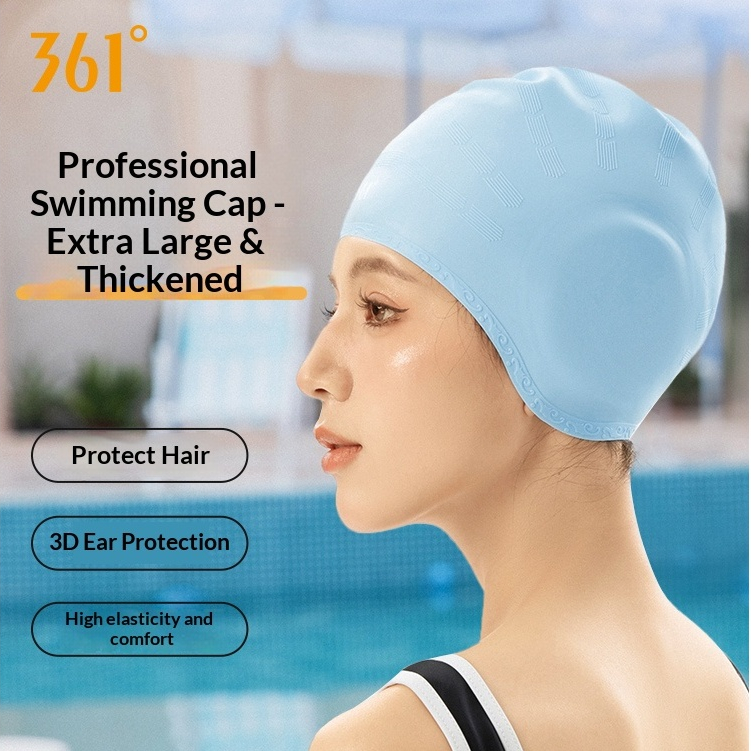 หมวกว่ายน้ำซิลิโคน 361 สำหรับผู้หญิง ปกป้องผมและหูขณะว่ายน้ำ