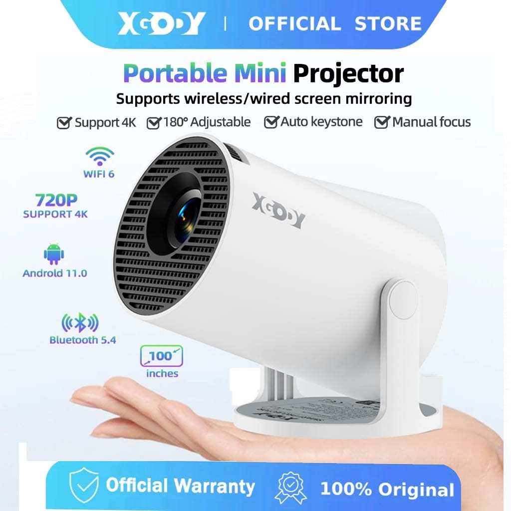 （จัดส่งในท้องถิ่น）XGODY HY300Ultra โปรเจคเตอร์ 4K Native 1080P Android 11.0 บลูทูธ 5 โปรเจคเตอร์ 120