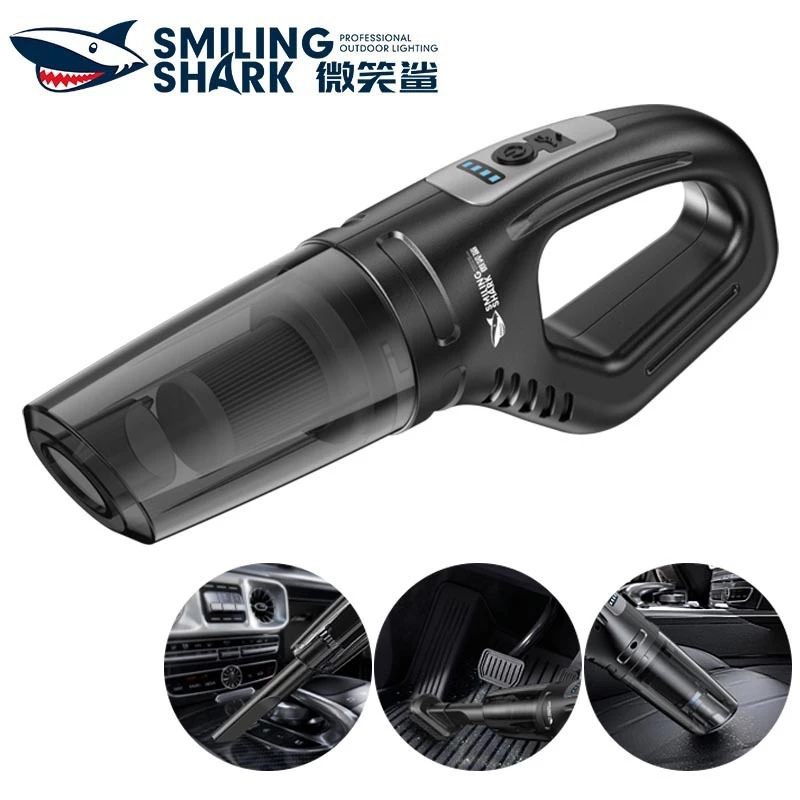 SmilingShark XCQ011 ที่ดูดฝุ่น mini ไร้สาย ด้วย มอเตอร์อันทรงพลัง เครื่องดูดฝุ่นติดรถยนต์ ล้างทำความสะอาดได้ โหมด 2+1 หัวดูด Type-C ชาร์จใหม่ได้ เครื่องมือทำความสะอาดกำจัดฝุ่น