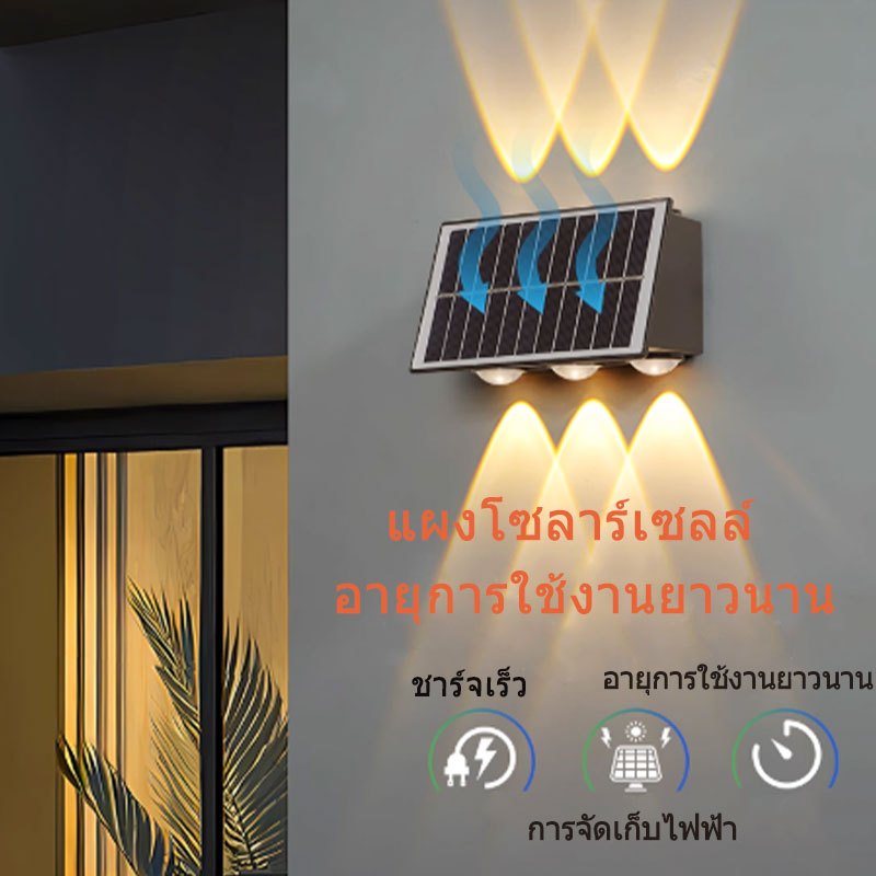 ไฟ LED ติดผนังพลังงานแสงอาทิตย์ 4w/6w/8w การออกแบบกันน้ํากลางแจ้งสําหรับสวนเส้นทางตกแต่งกลางแจ้ง