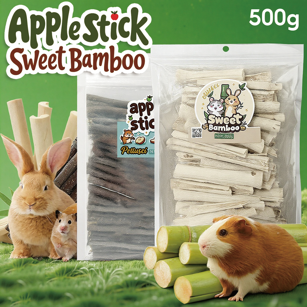 🐹Sweet bamboo & Apple Stick🐰ไผ่หวาน ไม้แอปเปิ้ล 500g.- 1kg.ขนมลับฟัน ธรรมชาติ สำหรับ กระต่าย เม่นแคระ หนูแฮมเตอร์ และสัตว์ฟันแทะอื่น