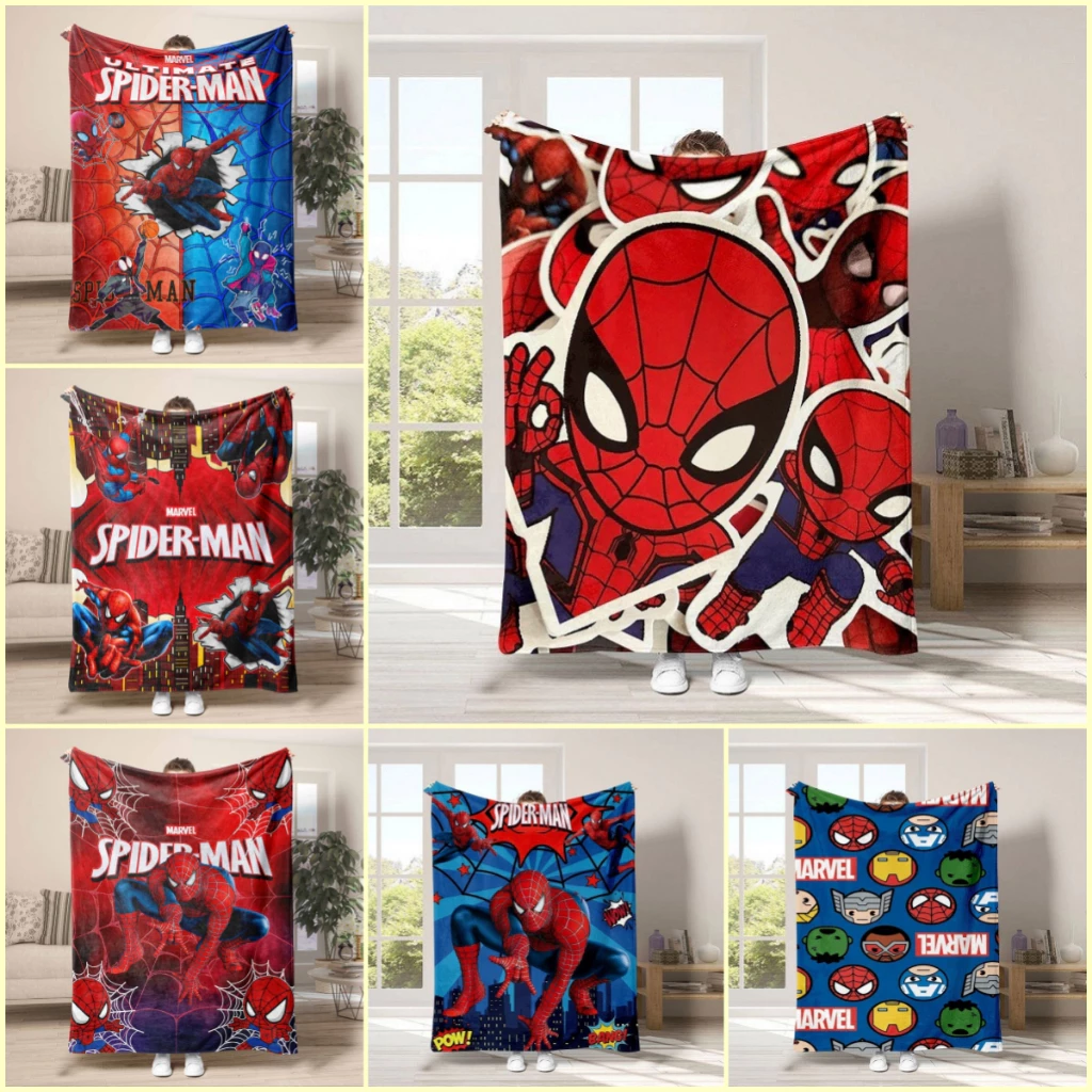 Spiderman Flannel ผ้าห่มการ์ตูน Avengers Spider Man Peter Parker โยนผ้าห่มฤดูหนาวผ้าปูที่นอนเด็กผู้ใหญ่ผ้าห่ม