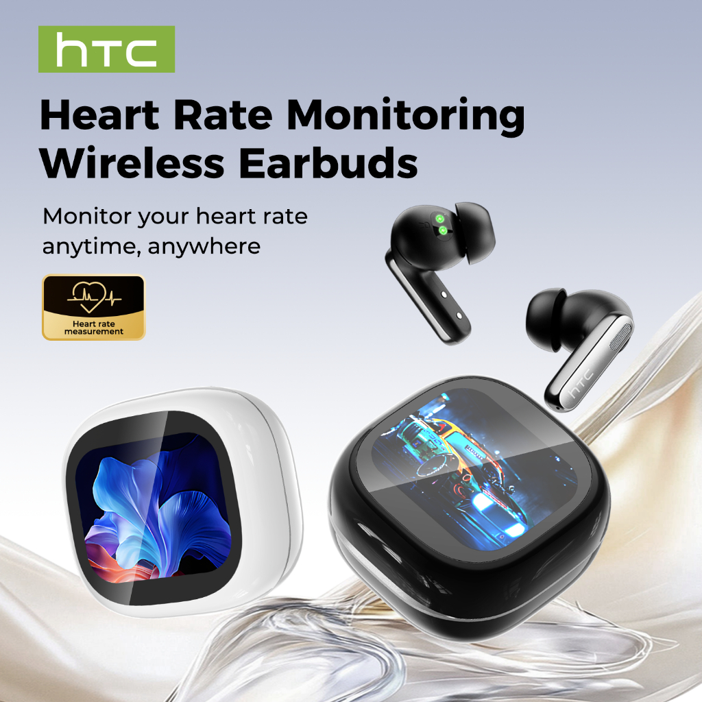 HTC NE46 Al Translator Earbud Heart Rate หูฟัง TWS ไร้สายบลูทูธ 6.0 ไฮไฟสเตอริโอหูฟังชนิดใส่ในหูพร้อมไมโครโฟนชุดหูฟังสําหรับเล่นเกมกันน้ํา