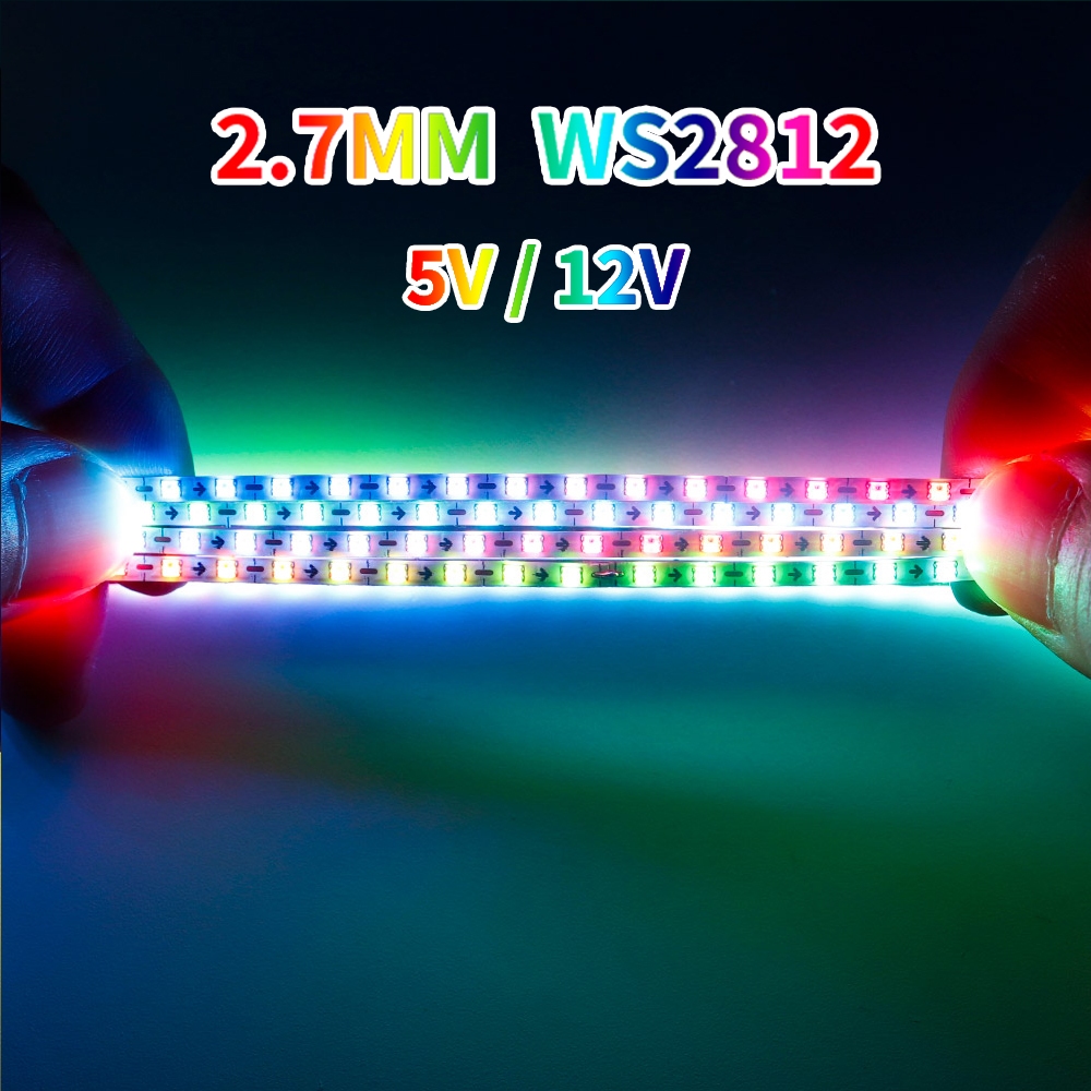 2.7 มม.WS2812 LED Light Strip WS2812B 160Leds/m ที่อยู่เป็นรายบุคคล Sart RGBIC เทป DC5V/12V