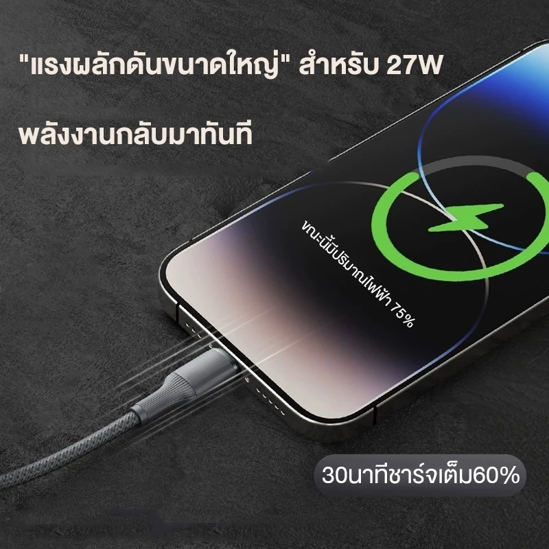 YDUN สายชาร์จ USB Type-C PD 120W Fast Charge thumbnail 9