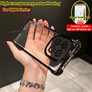 เคส  IQOO Neo 10 5G IQOO 12 13 15 15R เคส iQOO Z10 Z9 Z9X 15Turbo 5G เคสกันกระแทกแบบใสวุ้นพร้อมตัวป้องกันเลนส์กล้อง เคสโทรศัพท์ ถุงลมนิรภัยหนา ขอบชุบด้วยไฟฟ้าใสหรูหรา