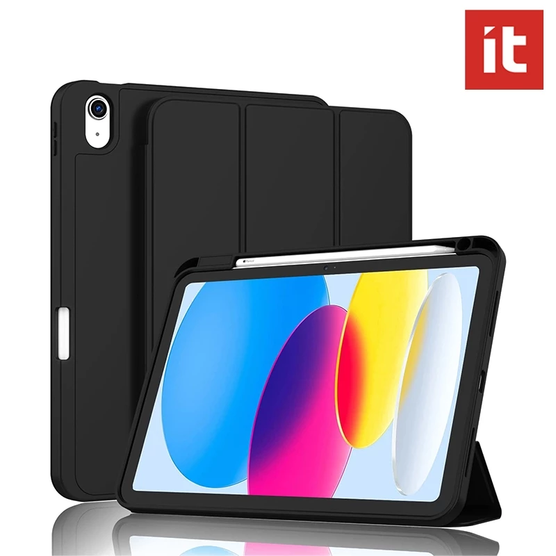IT TPU Soft Case สําหรับ iPad Air 8 7 6 M2 M3 12th 11th 10th 10.9" A16 M4 Gen 9//7 10.2" Pro 11 นิ้ว M4 M5 10.5"/6th Gen/5th Gen 9.7" Smart Auto Sleep Wake ฝาครอบ Wraparound แบบเต็ม