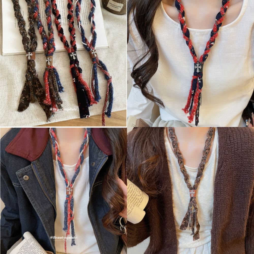 Dreejew Vintage Boho สร้อยคอยาวถักลายสำหรับผู้หญิง พร้อมเครื่องประดับเสริมสไตล์