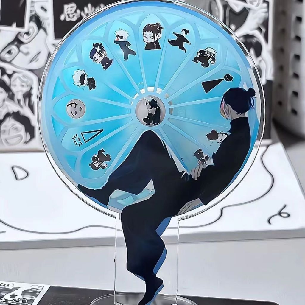 อะนิเมะ Jujutsu Kaisen Spinning Standee Gojo Satoru Goyo Suguru ตลก Meme อะคริลิคตกแต่งโต๊ะสะสม