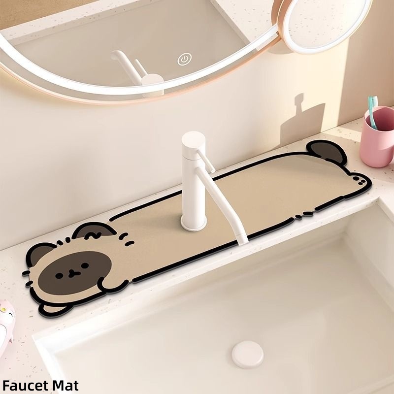 Faucet Absorbent Pad Kitchen Diatom Mud Drain Pad การ์ตูนอ่างล้างหน้าแผ่นดูดซับห้องน้ํา Quick-drying Anti-splash Counter Pad