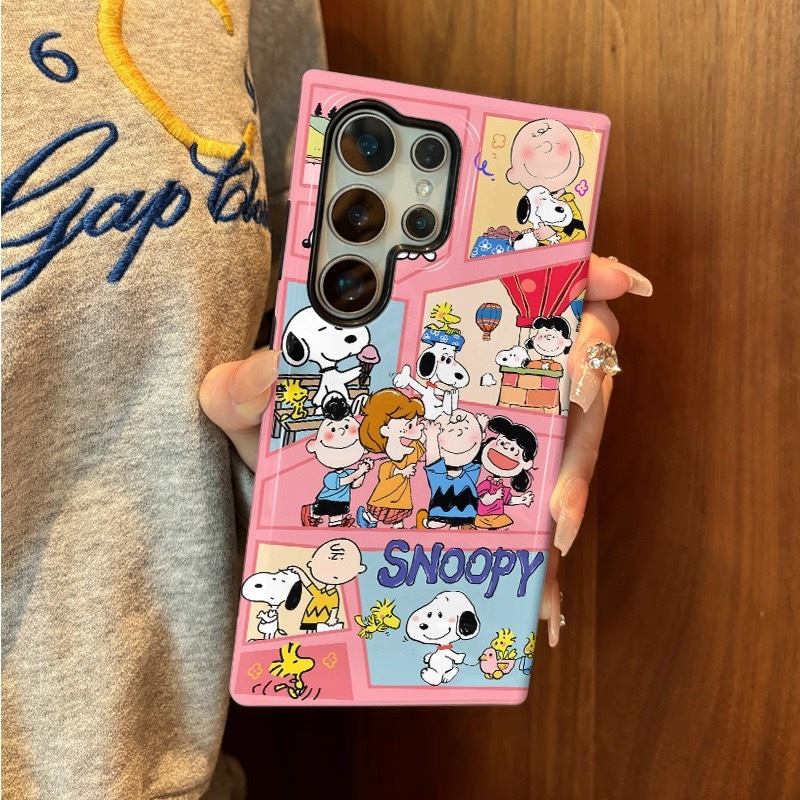Snoopy Family Pattern เคสป้องกันสองในหนึ่งเดียวเหมาะสําหรับ Samsung su22u s23 plus s23FE s24 s25 plu