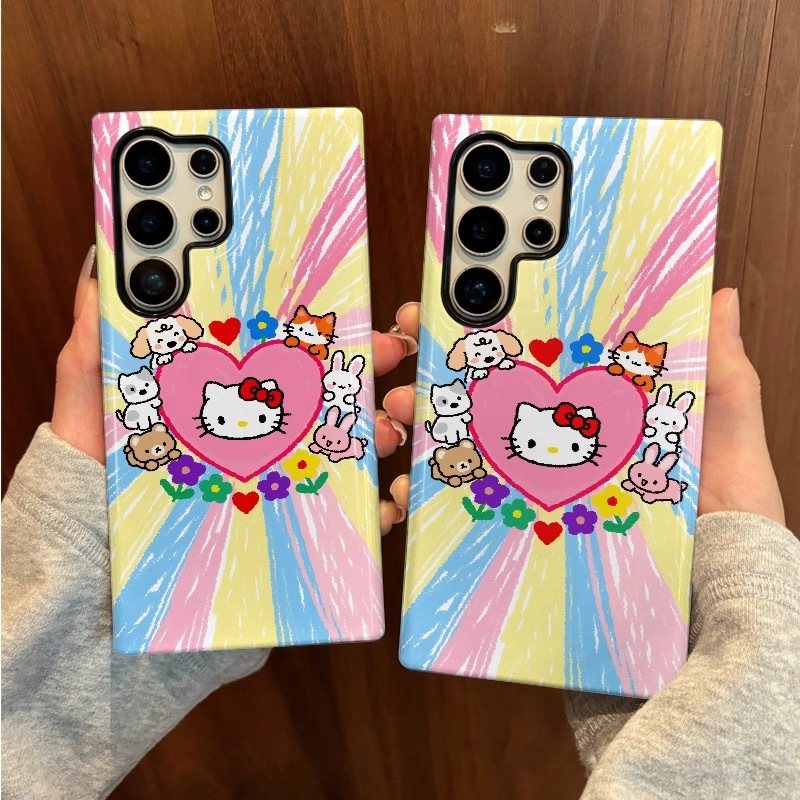 เคสป้องกันสองในหนึ่งเดียวลายแมวสีรุ้งเหมาะสําหรับ Samsung su22u s23 plus s23FE s24 s25 plus A55 A56 A36 เคสโทรศัพท์มือถือสองในหนึ่งเดียว - รูปที่ 2