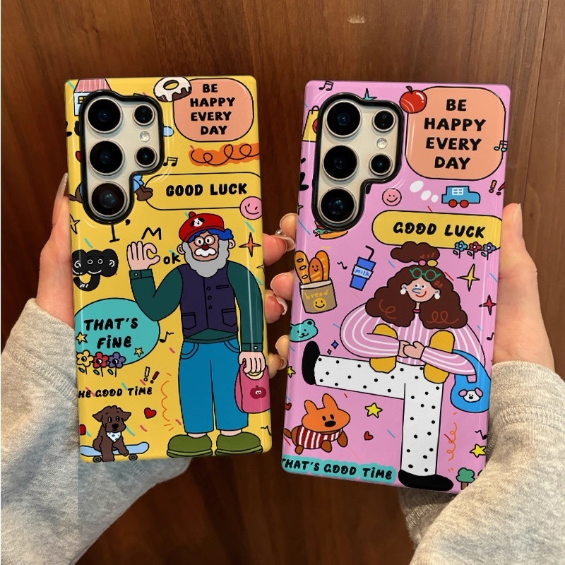 รูปแบบคนที่น่าสนใจเคสป้องกันสองในหนึ่งเดียวเหมาะสําหรับ Samsung su22u s23 plus s23FE s24 s25 plus A5