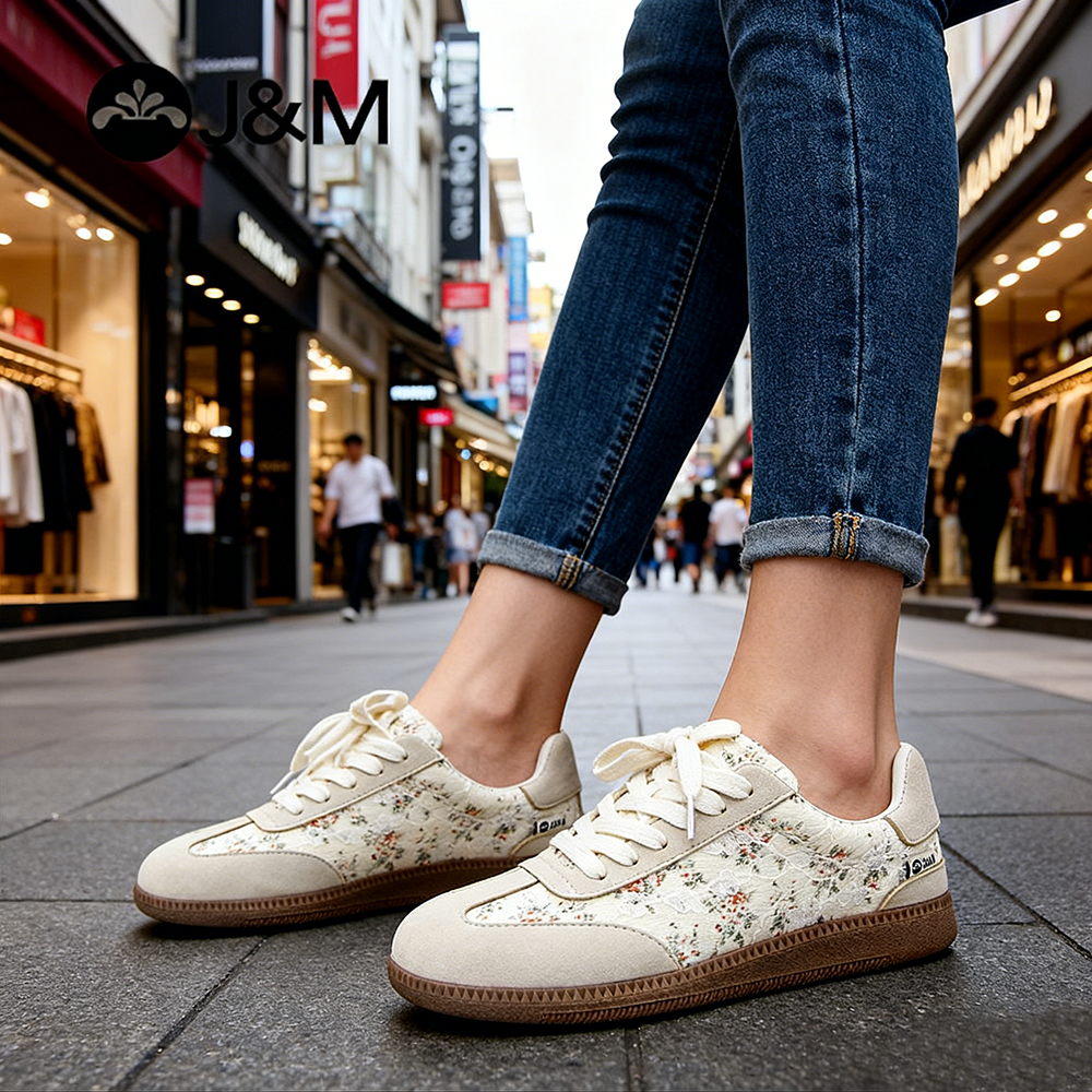 Joy&Mario รองเท้าผ้าใบแฟชั่นสำหรับผู้หญิง รองเท้าพื้นหนาคัดพิเศษ รองเท้าลำลองสวมใส่สบายสำหรับผู้หญิง