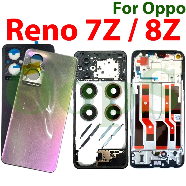 สําหรับ OPPO Reno 7Z 5G cph2371 / 8Z 5G CPH2457 โทรศัพท์ LCD ด้านหน้ากรอบกลาง Bezel ฝาหลังแบตเตอรี่เ