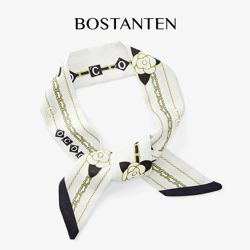 BOSTANTEN ผ้าพันคอไหมผู้หญิงและผู้ชาย ดีไซน์ทันสมัย ใช้งานได้หลากหลาย ใส่ได้ทุกโอกาส