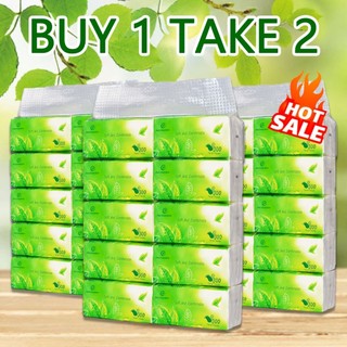 Buy one get two free, 30 sheets per pack, tea-scented facial tissues, napkins, soft and skin-friendly, economical tissues for family and personal use.