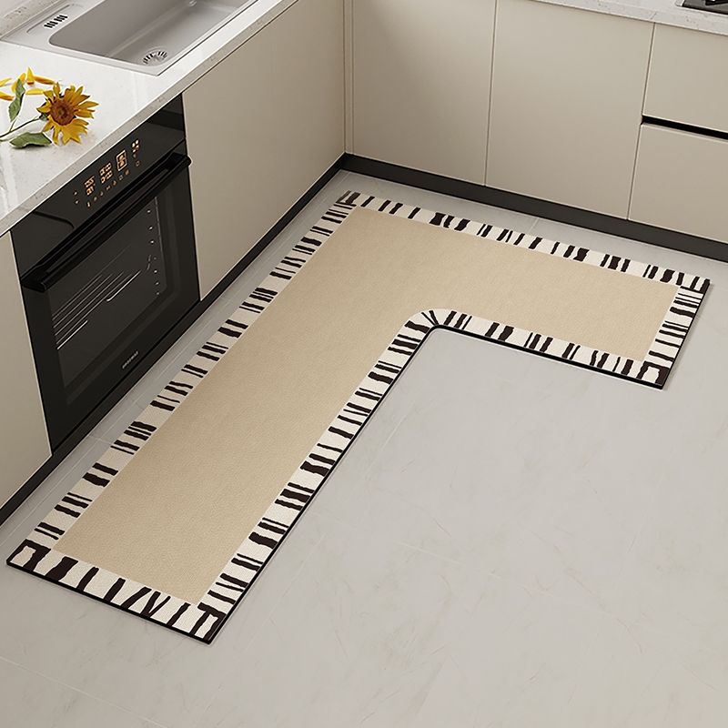 พรมห้องครัว วัสดุโคลนไดอะตอม พรมเช็ดเท้าลายทางรูปตัวแอลสไตล์โมเดิร์น ขนาด 80*120*45 cm และ 100*120*45 cm เป็นมิตรกับสิ่งแวดล้อม มีสุขภาพดี และไม่มีกลิ่น ทนต่อคราบน้ำมัน ดูดซับได้สูง และทำความสะอาดง่าย พรมกันลื่น พรมเช็ดเท้ากันลื่น พรมปูพื้นห้องครัว - รูปที่ 2