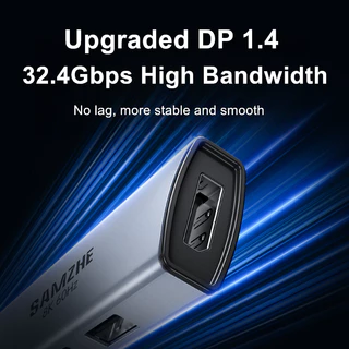 SAMZHE USB C ถึง DP Hub อะแดปเตอร์ 8K60Hz 5-in-1 Docking Station PD100W สําหรับ iPhone 15 Macbook Pro iPad รองรับ Thunderbolt 3/4 ประเภท C ถึง 8K Displayport 1.4 32.4Gbps