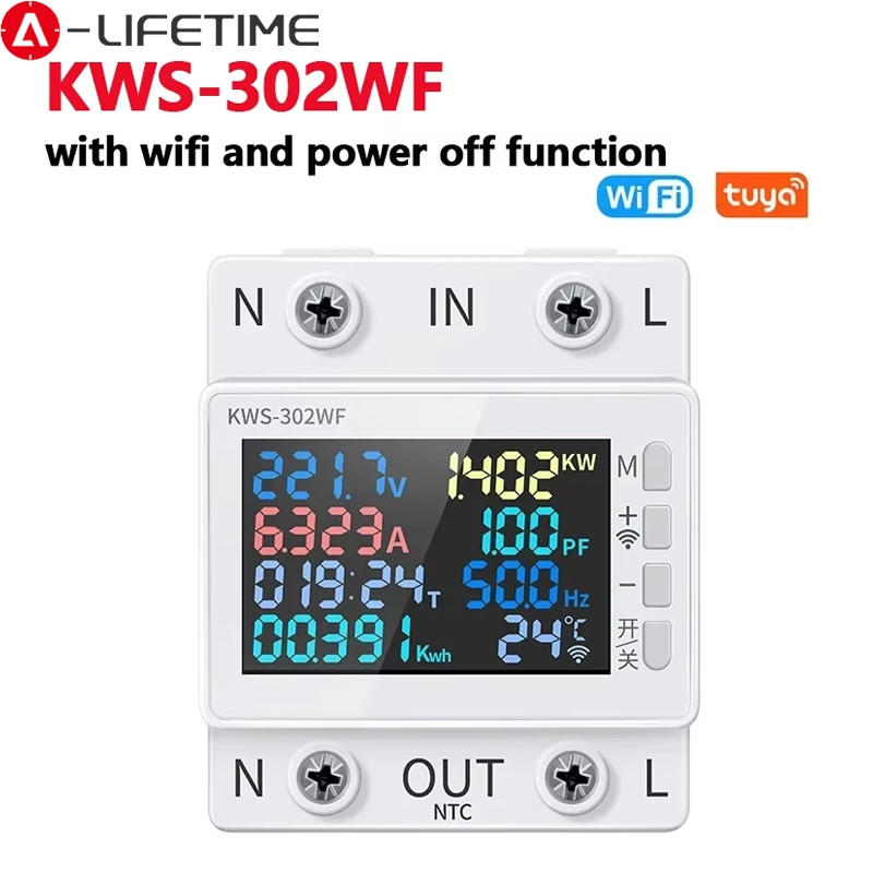 Kws-302 8 in1 โวลต์มิเตอร์ แอมมิเตอร์ดิจิทัล อเนกประสงค์ 170-270V/63A