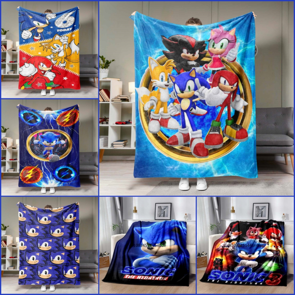 Comics-Sonic การ์ตูนผ้าห่มเด็ก Warmblankets Flannel นุ่มสบาย Home TravelBlanket ของขวัญวันเกิด