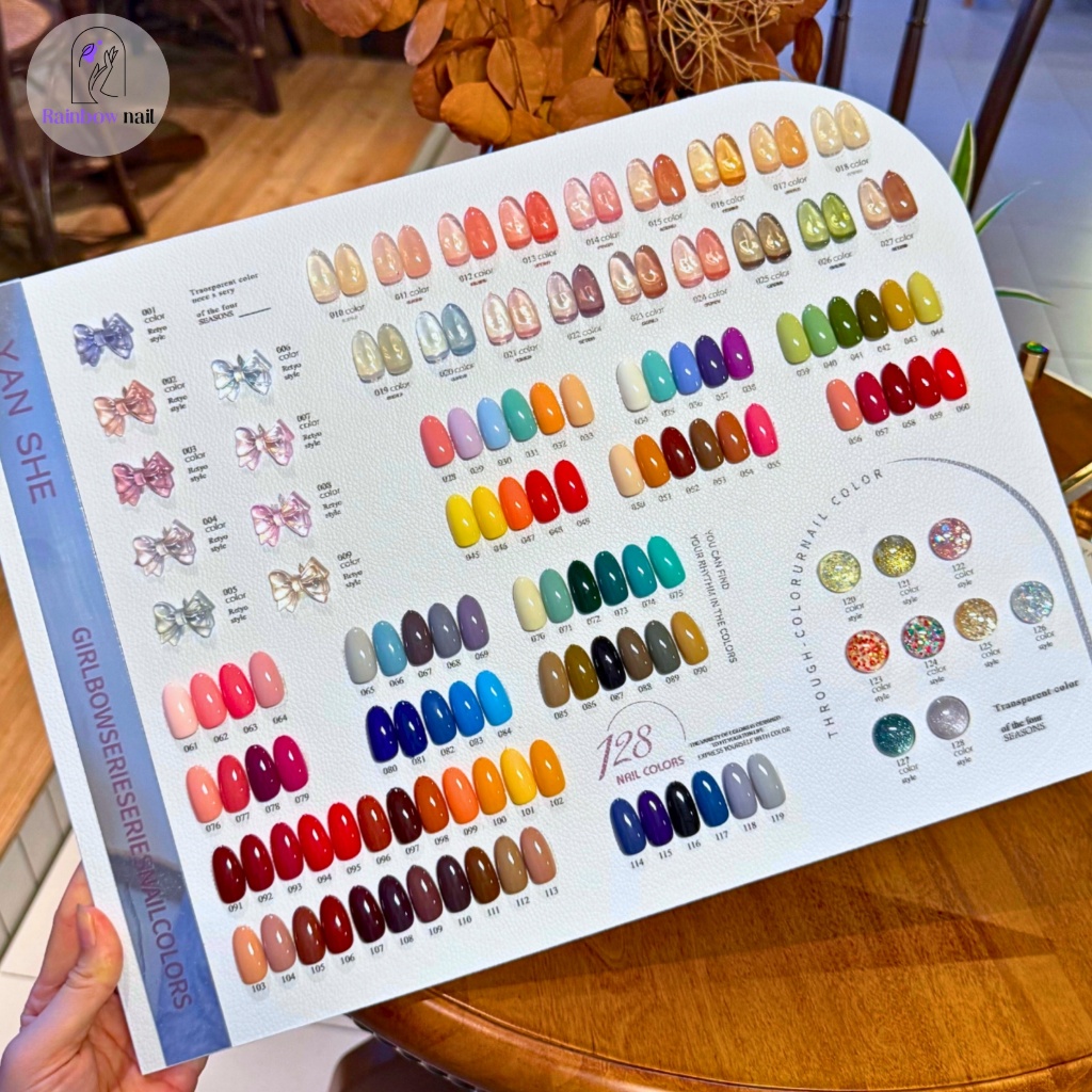 พร้อมส่ง ชุดเปิดร้านสีเจลทำเล็บ YANSHE 128 สี แถมชาตสี เบสท็อป เนื้อสีแน่น สีสวยตรงปก แถมชาร์ทสี