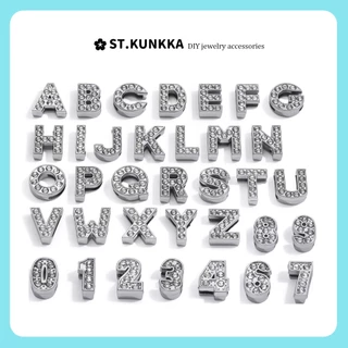 St.kunkka PU พวงกุญแจ พวงกุญแจหนัง Rhinestone สีเงินเงา จี้กุญแจป้องกันการสูญหายที่กำหนดเอง