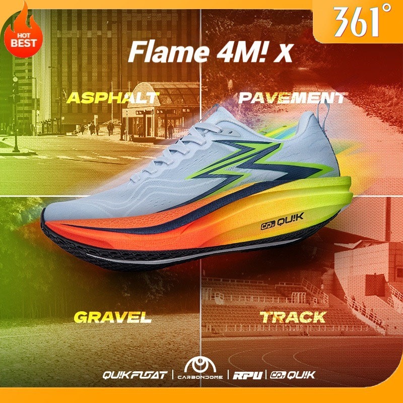 【จัดส่งจากกรุงเทพฯ】361 Degrees Flame 4 MIX ผสม ผู้ชายรองเท้าวิ่งระบายอากาศกระจายความร้อนสบาย 6725122