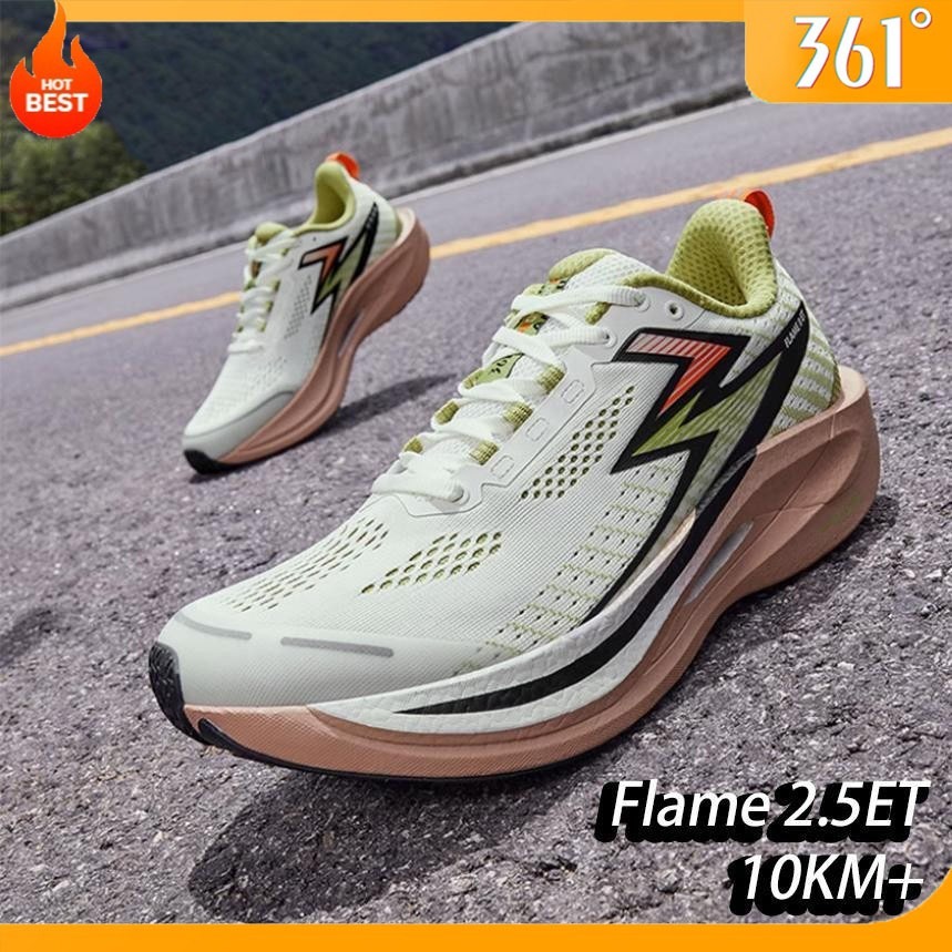 【จัดส่งจากกรุงเทพฯ】361 Degrees Flame 2.5 ET Men Running Shoes Marathon Carbon Plate Racing Breathabl