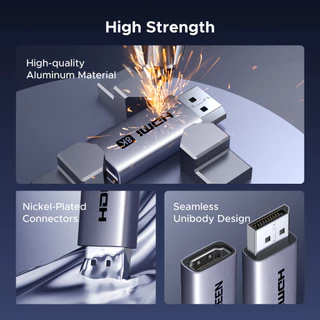UGREEN 8K/60Hz DisplayPort to HDMI 1-Pack Aluminium Shell Adapter Unidirectional เข้ากันได้กับเดสก์ท็อป แล็ปท็อป จอภาพ HDTV โปรเจคเตอร์