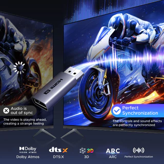 UGREEN 8K/60Hz DisplayPort to HDMI 1-Pack Aluminium Shell Adapter Unidirectional เข้ากันได้กับเดสก์ท็อป แล็ปท็อป จอภาพ HDTV โปรเจคเตอร์