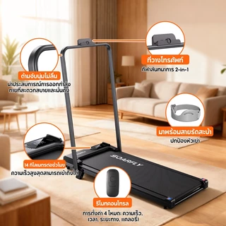 🔥 คูปอง 200฿ COD ลู่วิ่ง ลูวิ่งไฟฟ้า ลู่วิ่งออกกำลังกาย mini treadmill LCD ปรับเอียง 0°-10° ลู่วิง 4.0HP มีรีโมท 🎁แถมสะบ้า ประกัน10ปี 7 DAYS ลองได้เจ็ดวัน