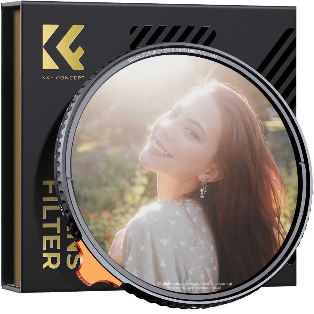 K&F Concept 49mm-82mm Nano-X Black Diffusion Mist 1/4 Effect & Variable ND2-400 (1-9 Stops) 2 in 1 N