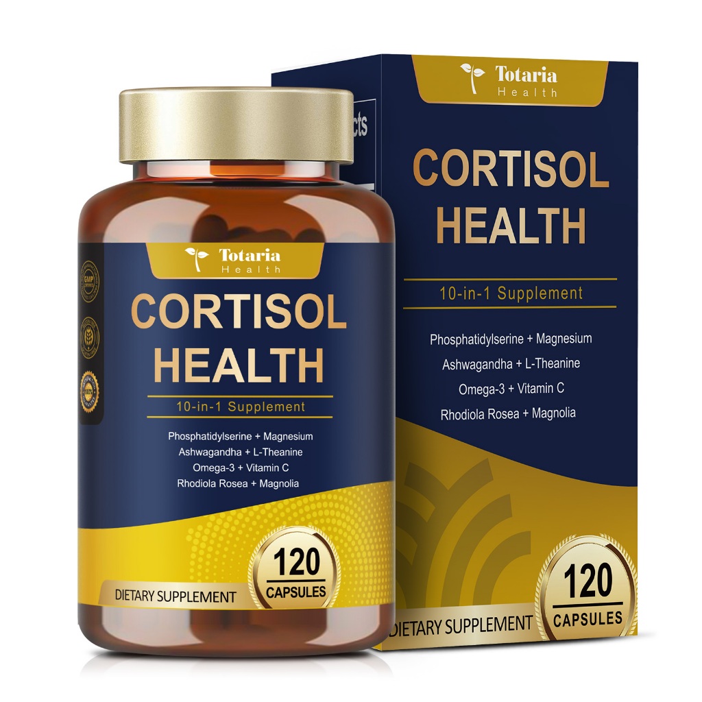 Totaria Cortisol อาหารเสริม Ashwagandha แมกนีเซียม Rhodiola Rosea L-theanine ฮอร์โมนสมดุลสําหรับผู้หญิง Calm ผ่อนคลาย Balanced Energy
