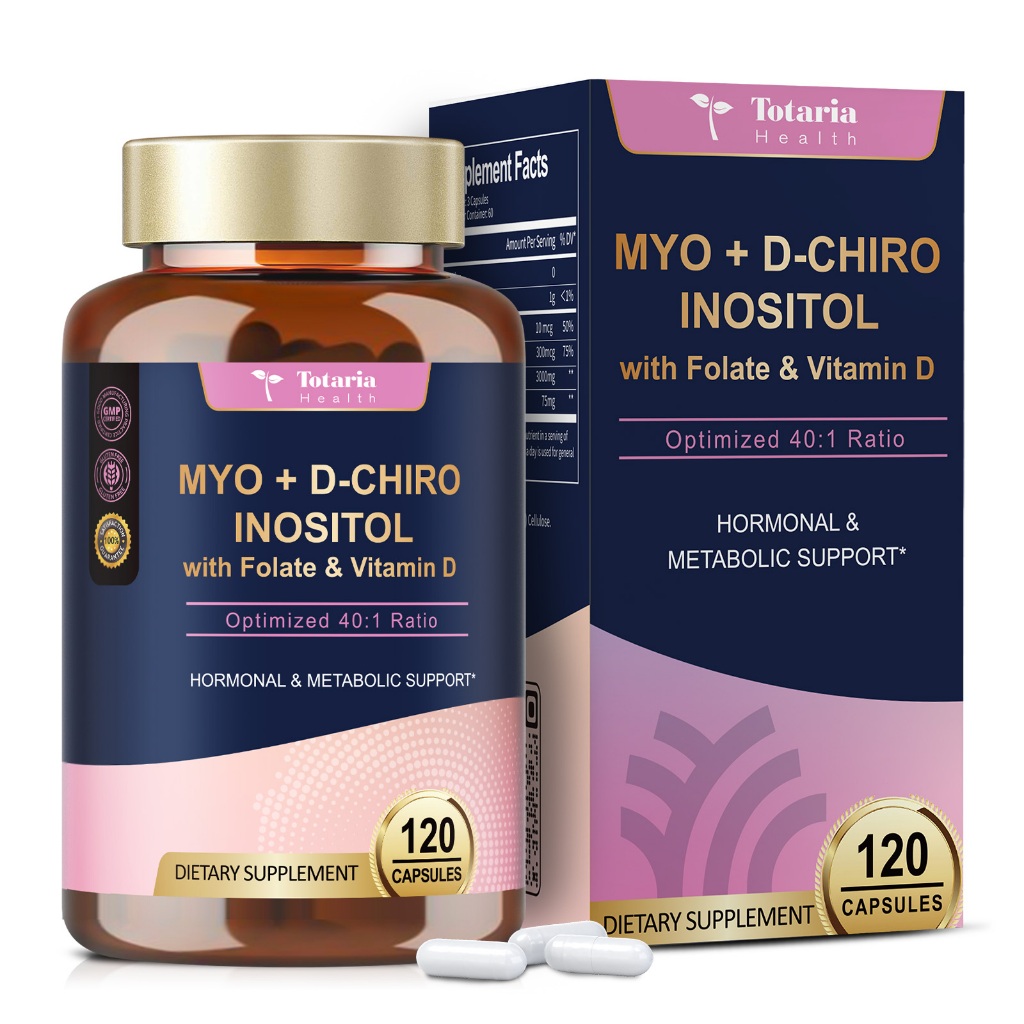 Totaria Inositol แคปซูล Myo D Chiro Inositol รังไข่วิตามิน D3 สุขภาพฮอร์โมนสมดุลสําหรับผู้ชายผู้หญิงตับสุขภาพ