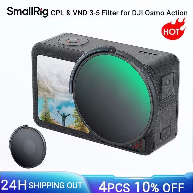 SmallRig CPL & VND 3-5 Filter สําหรับ DJI Osmo Action 4 Combining ND8 ND16 ND32 CPL Fiter ลงใน One, 