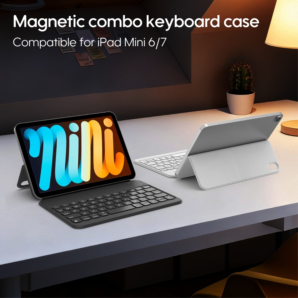 [พร้อมสต็อก] เหมาะสําหรับ ไอแพด มินิ6/7 ก17 8.3-นิ้วสัมผัสบลูทูธแป้นพิมพ์เจ็ดสีแสงไฟหลายมุมวงเล็บแนวนอนแนวตั้งสนับสนุนกรอบแบบพกพามินิอัลตร้า @